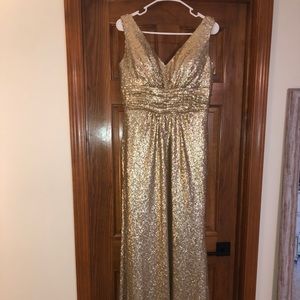 Matte gold long sequence dress